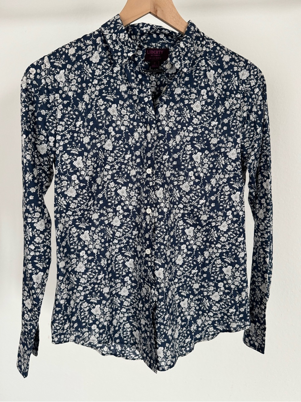 J.Crew x Liberty Navy Floral Button-Up Shirt Size 2
